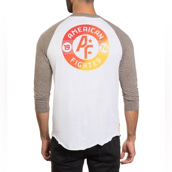 NWT Men’s American Fighter Eastern 3/4 Sleeve Raglan in White Size Medium - Picture 2 of 11